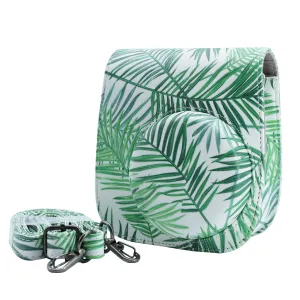 Case for Fujifilm Instax Mini 11 Case PU Leather Instant Camera Cover with Adjustable Strap- Leaf Design
