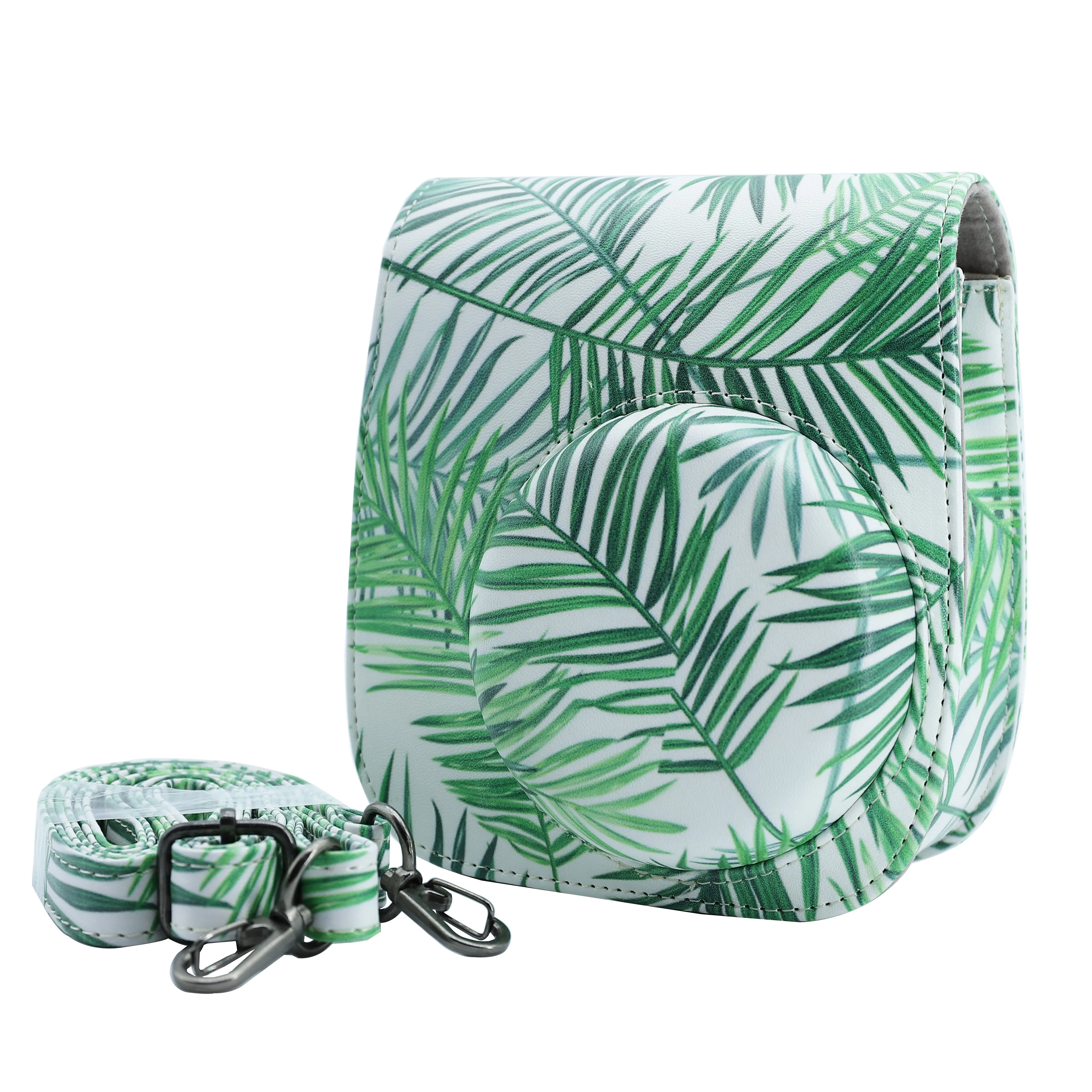 Case for Fujifilm Instax Mini 11 Case PU Leather Instant Camera Cover with Adjustable Strap- Leaf Design