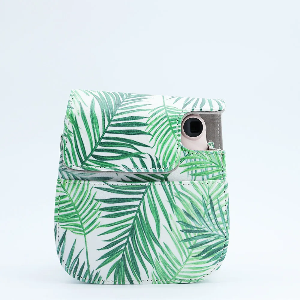 Case for Fujifilm Instax Mini 11 Case PU Leather Instant Camera Cover with Adjustable Strap- Leaf Design