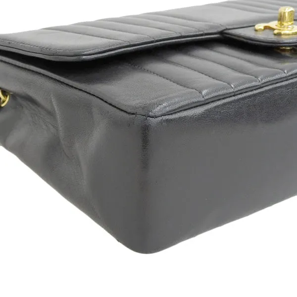 CHANEL Around 1992 Made Mademoiselle Stitch Classic Flap Chain Bag 25Cm Black
