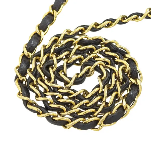 CHANEL Around 1992 Made Mademoiselle Stitch Classic Flap Chain Bag 25Cm Black