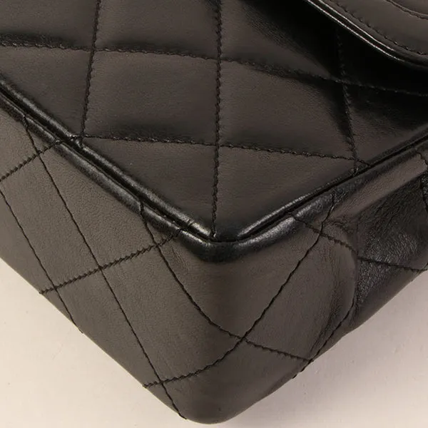 CHANEL Around 1992 Made Paris Limited Design Flap Chain Bag Black