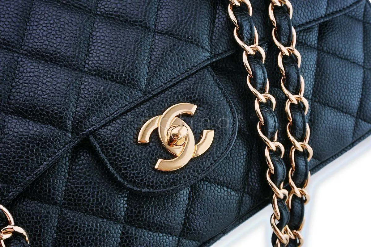 Chanel Black Caviar Jumbo Classic Flap Bag GHW