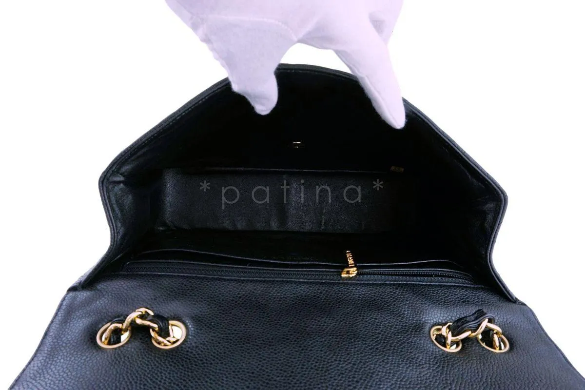 Chanel Black Caviar Jumbo Classic Flap Bag GHW