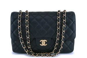 Chanel Black Caviar Jumbo Classic Flap Bag GHW