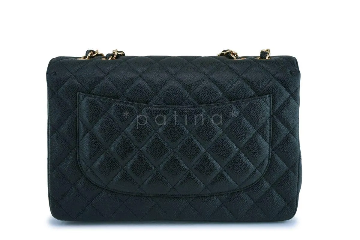 Chanel Black Caviar Jumbo Classic Flap Bag GHW