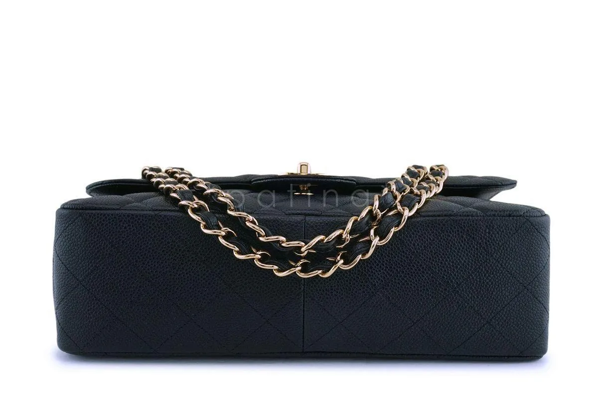 Chanel Black Caviar Jumbo Classic Flap Bag GHW