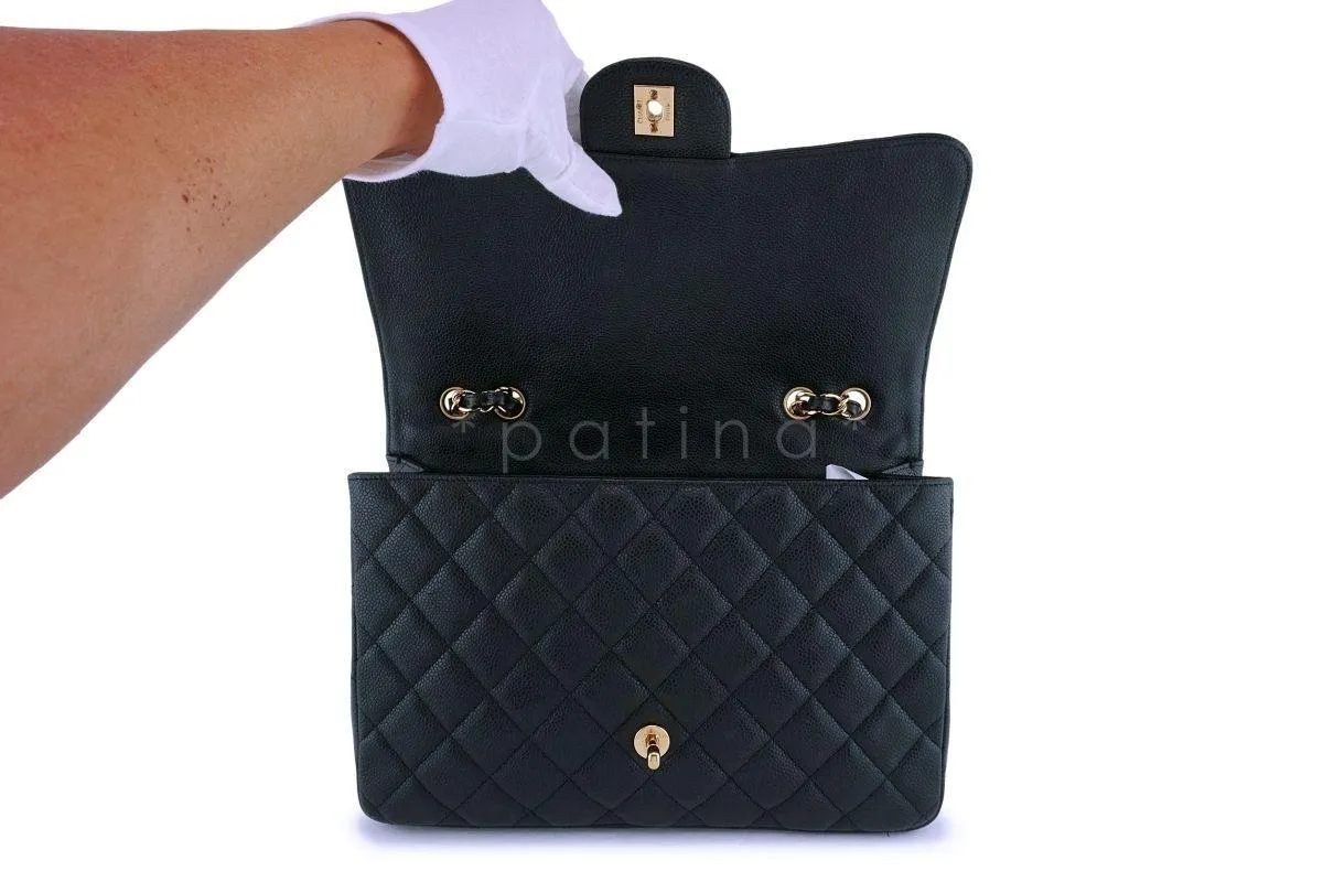 Chanel Black Caviar Jumbo Classic Flap Bag GHW