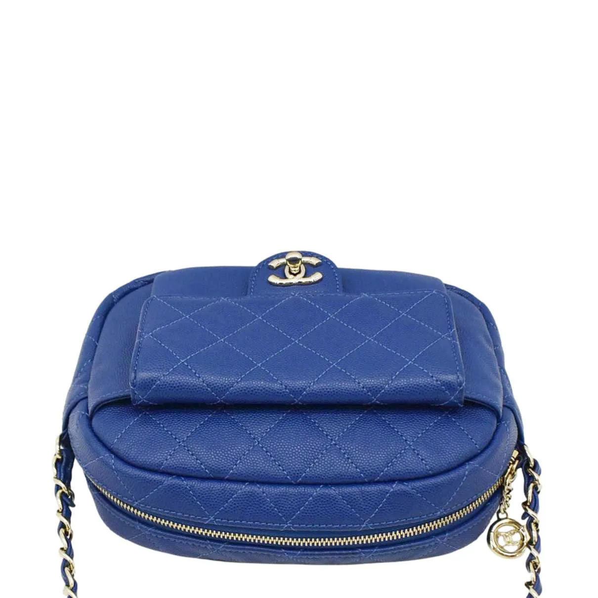 CHANEL CC Day Camera Small Caviar Leather Crossbody Bag Blue