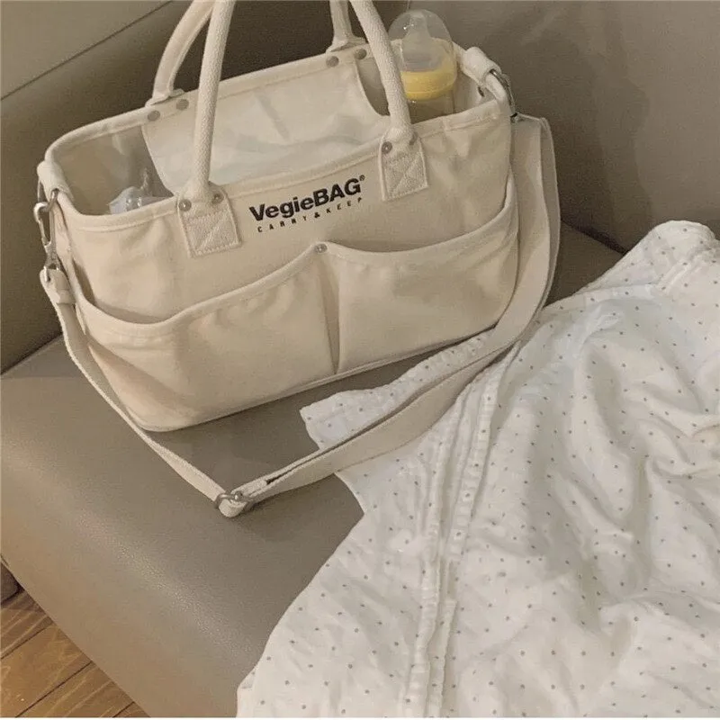 Christmas Gift Fashion Canvas Letter Shoulder Crossbody Bags For Women Large Capacity Handbags Tote Bags 2021 Female Commuter Solid Mommy Bag