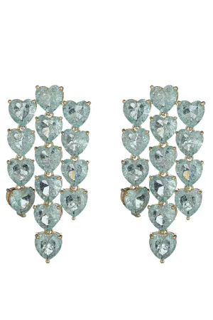 Crystal Teal Heart Earrings