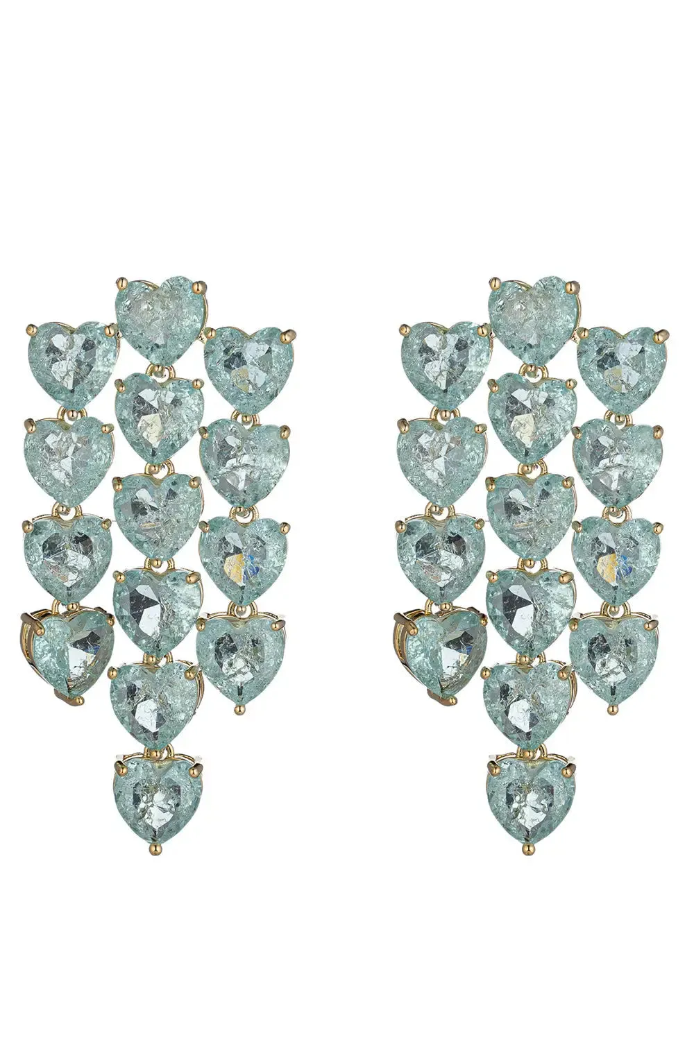 Crystal Teal Heart Earrings