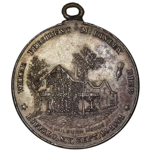 Curious 1901 McKinley Assassination Silver Medal - About Uncirculated/Loupe Added