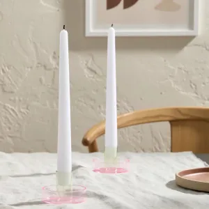 Dual Color Glass Candle Holder, Pink/Green