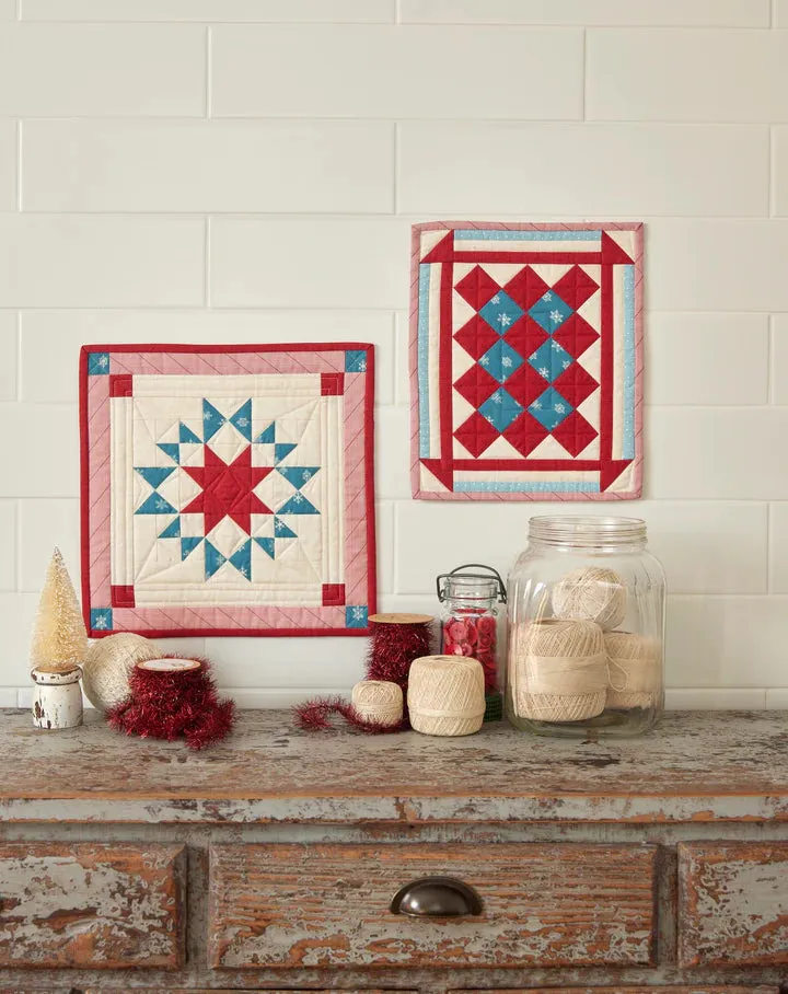 Fabric, Winter in Snowtown by Buttermilk Basin - Red Diagonal Stripe (by the yard)