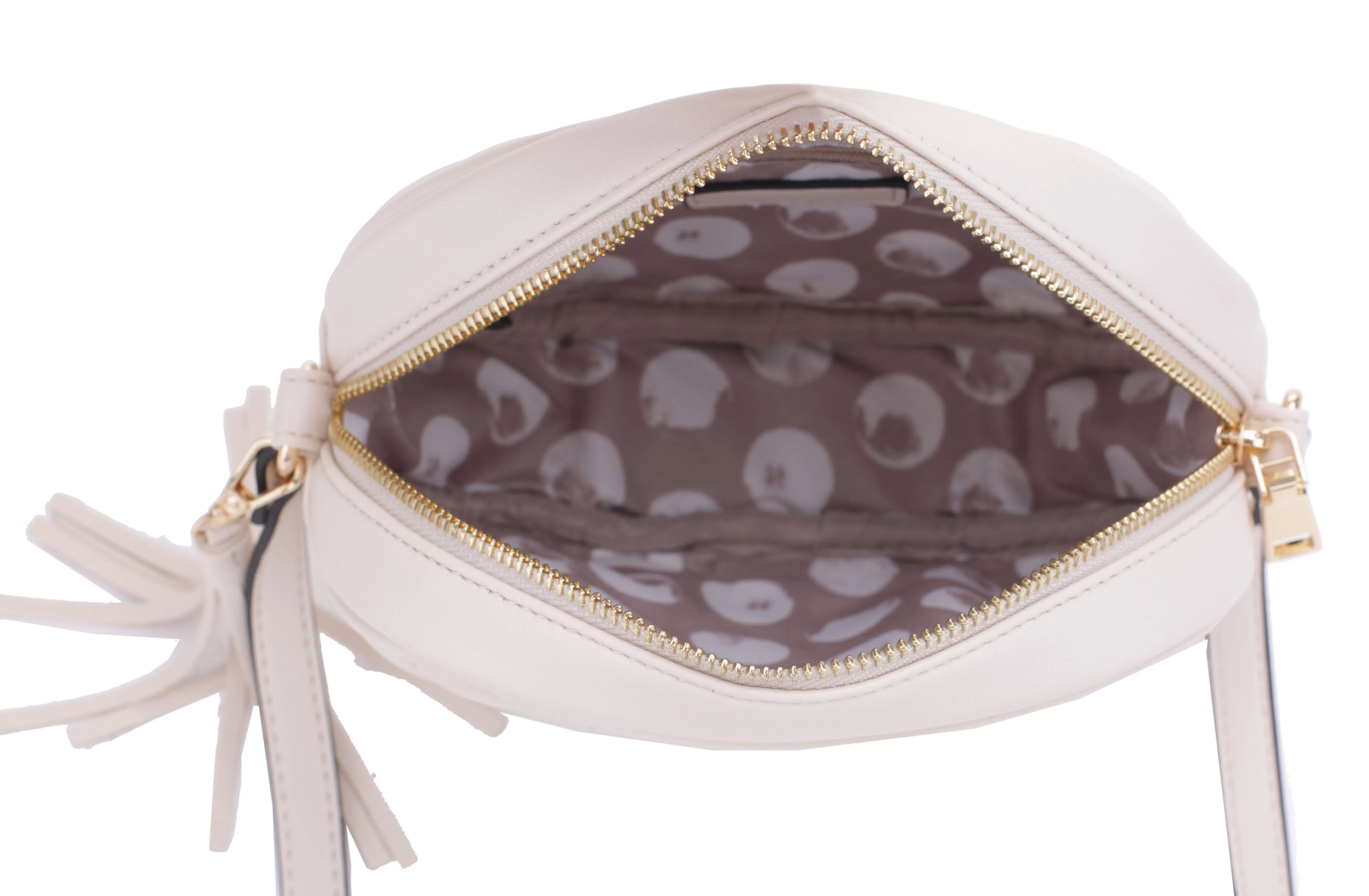 FC20403 Chevron Quilted Camera Crossbody Bag with Tassel Fringe Zipper