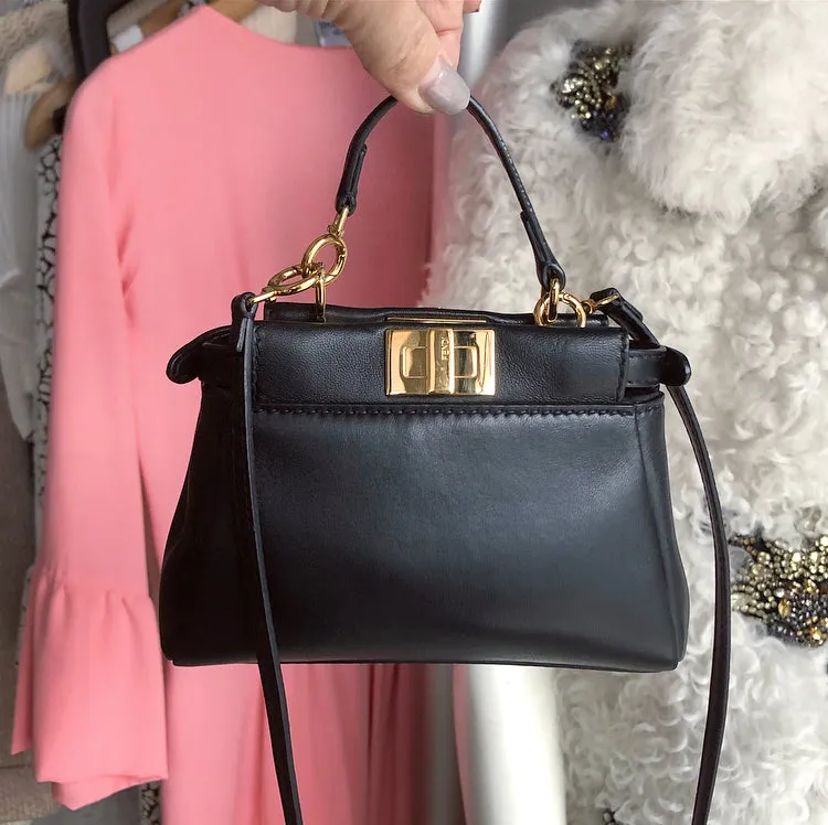 Fendi Black Micro Mini Peekaboo Crossbody Bag