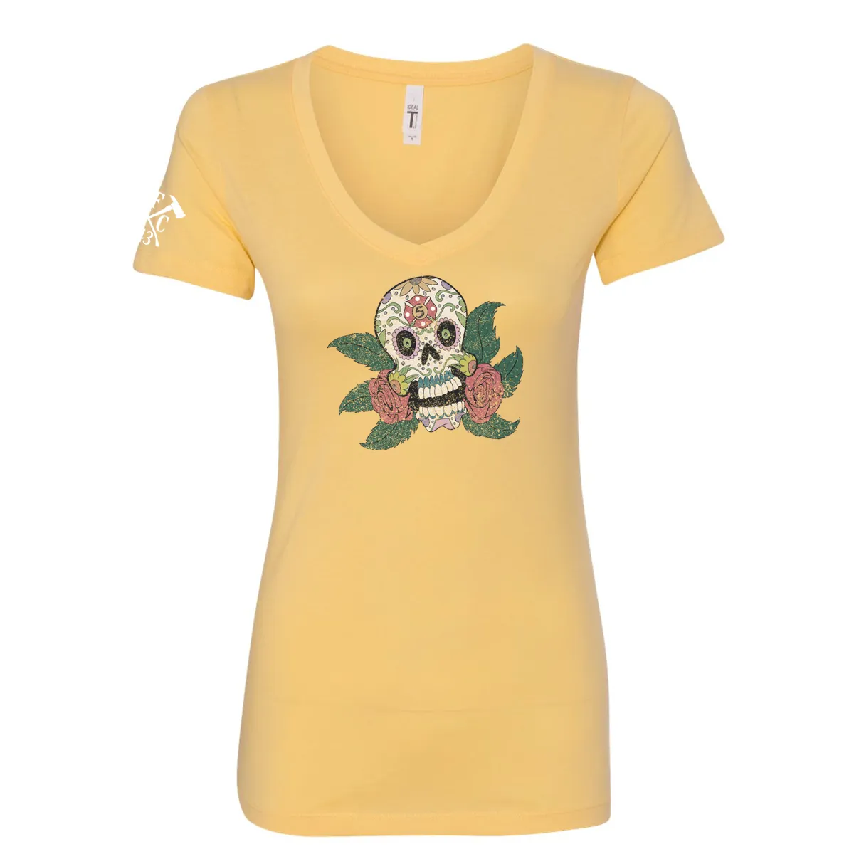 FFC 343 Maltese Sugar Skull Women's V-Neck Shirt