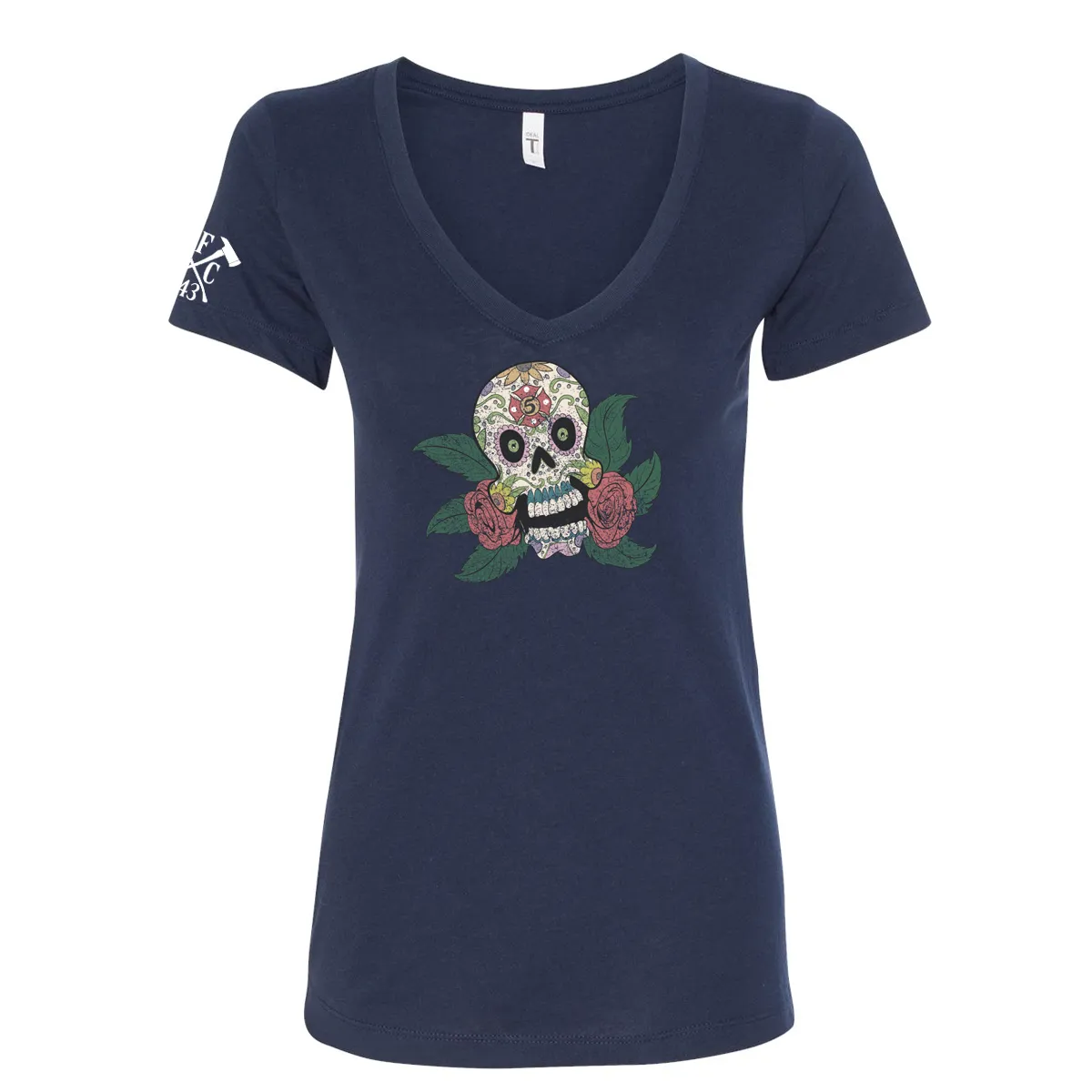 FFC 343 Maltese Sugar Skull Women's V-Neck Shirt