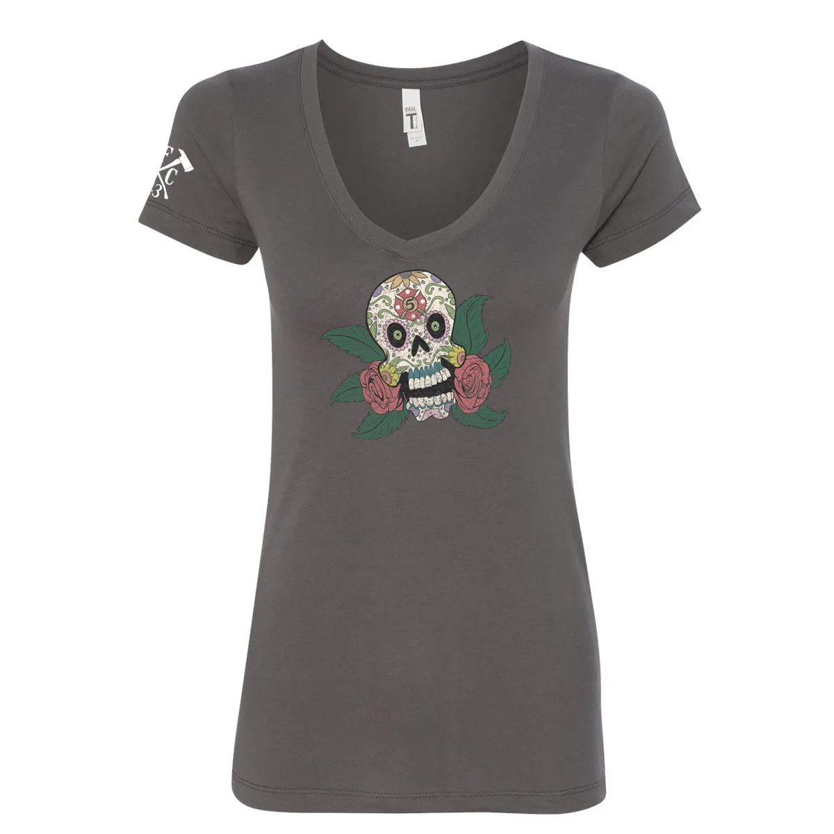 FFC 343 Maltese Sugar Skull Women's V-Neck Shirt