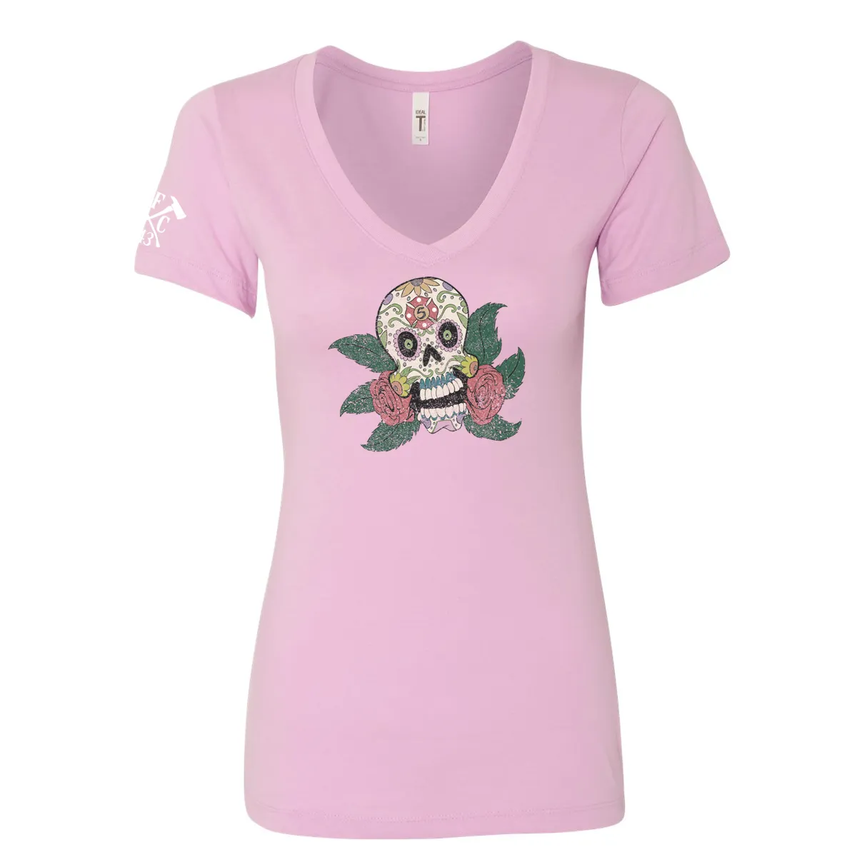 FFC 343 Maltese Sugar Skull Women's V-Neck Shirt