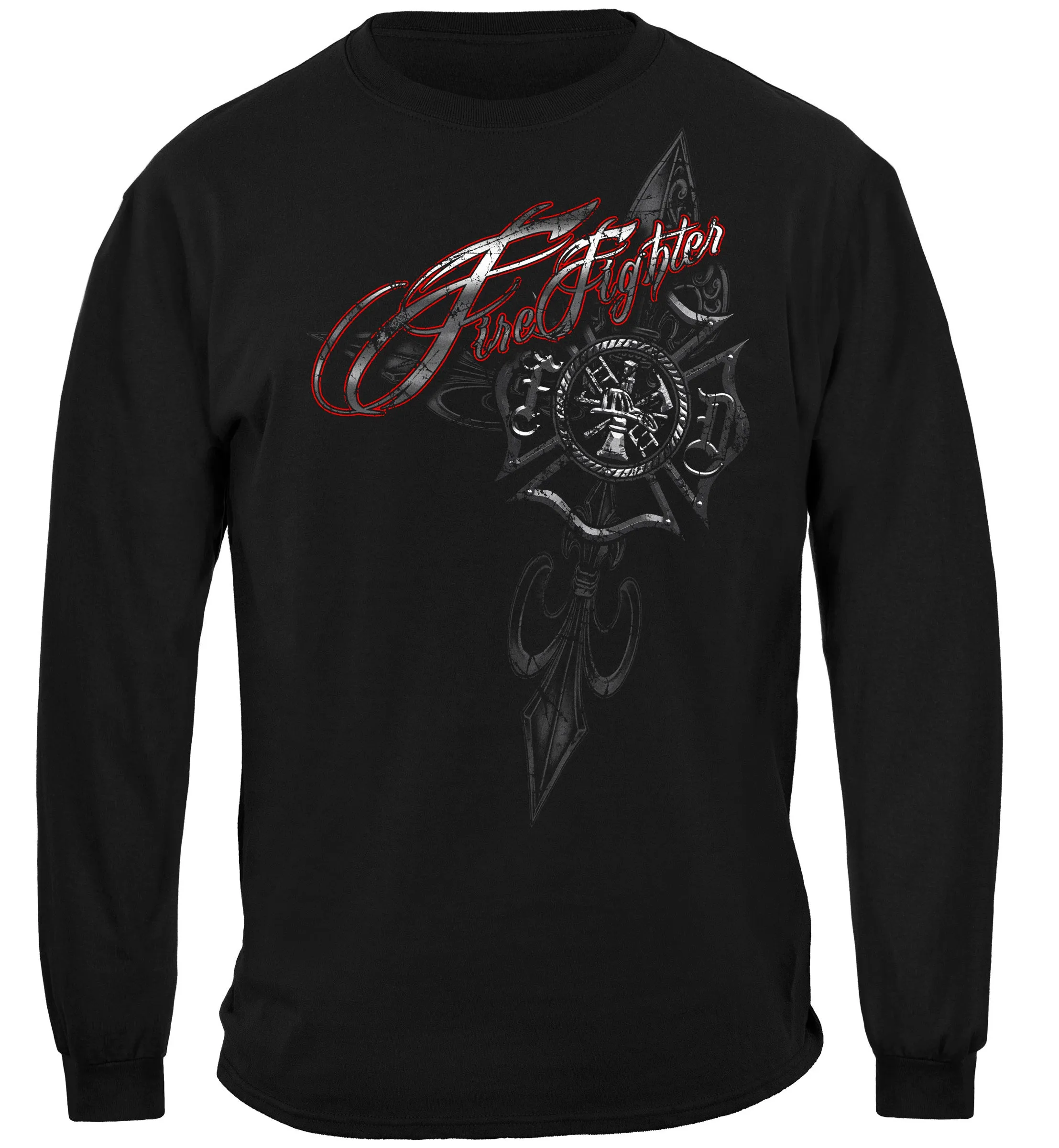 Firefighter Red Script Red Foil Long Sleeves