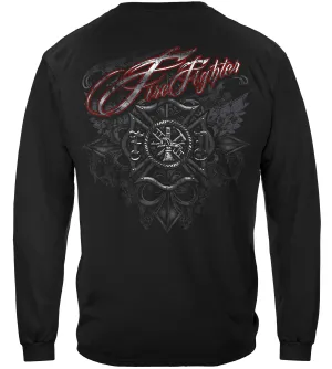 Firefighter Red Script Red Foil Long Sleeves