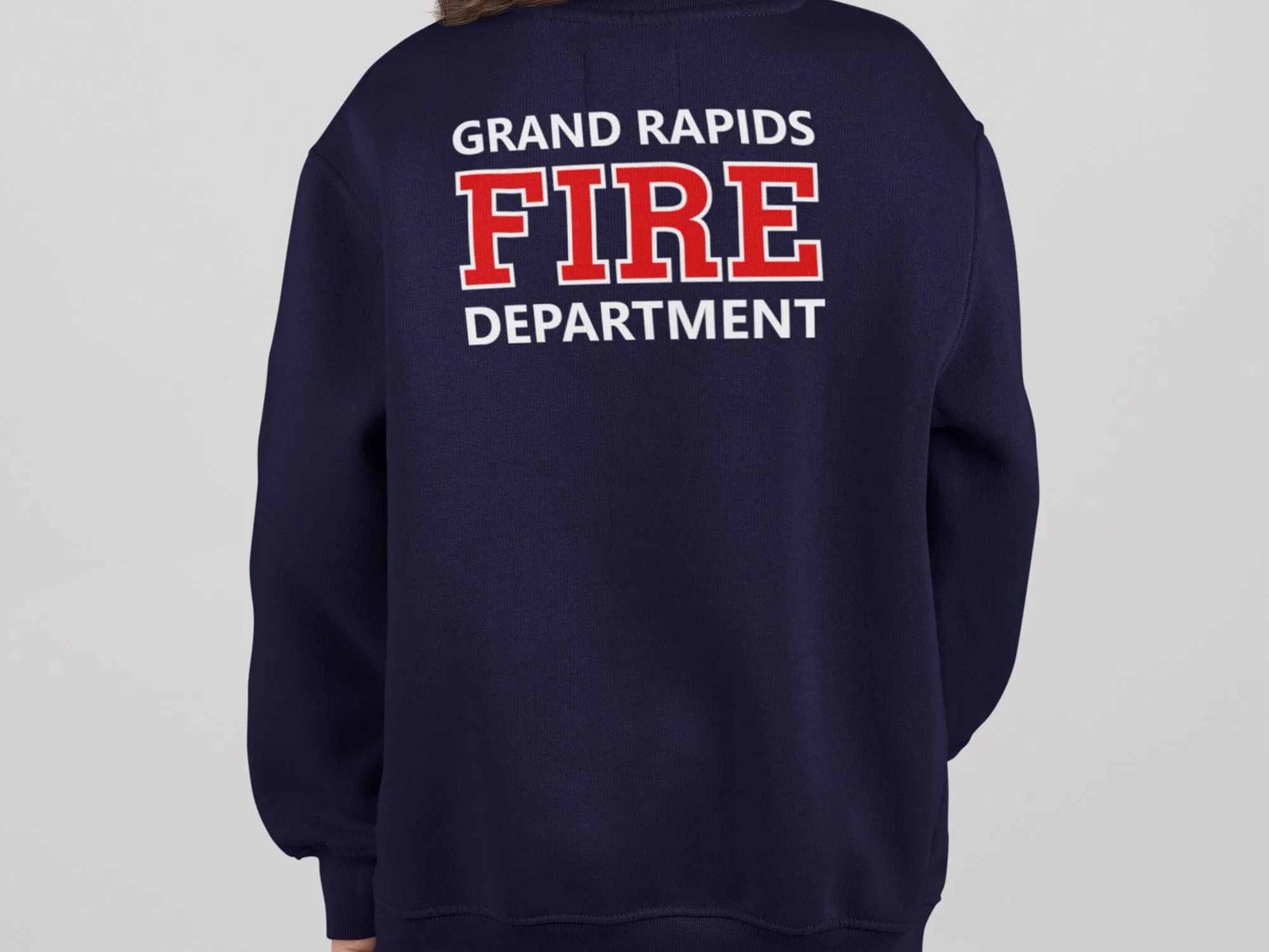Firefighter Youth Crew Neck Sweatshirt with Maltese Cross and Personalized Name - Optional Fire Department on Back