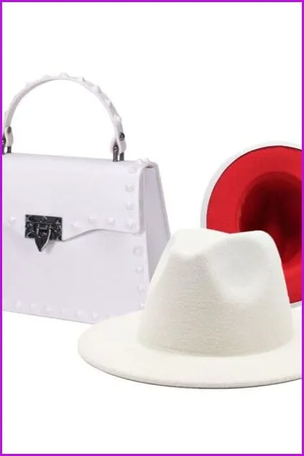 Frosted Rivet Jelly Handbags With Bucket Hat Set