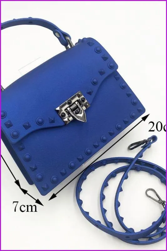 Frosted Rivet Jelly Handbags With Bucket Hat Set