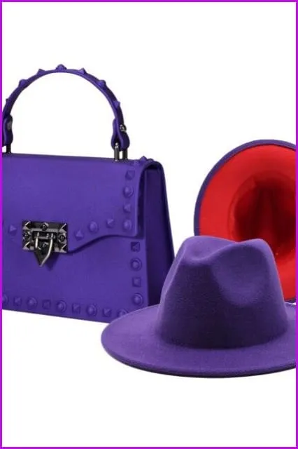 Frosted Rivet Jelly Handbags With Bucket Hat Set