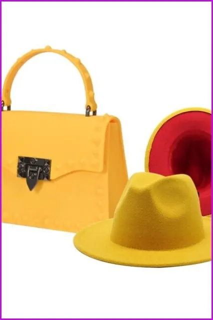 Frosted Rivet Jelly Handbags With Bucket Hat Set