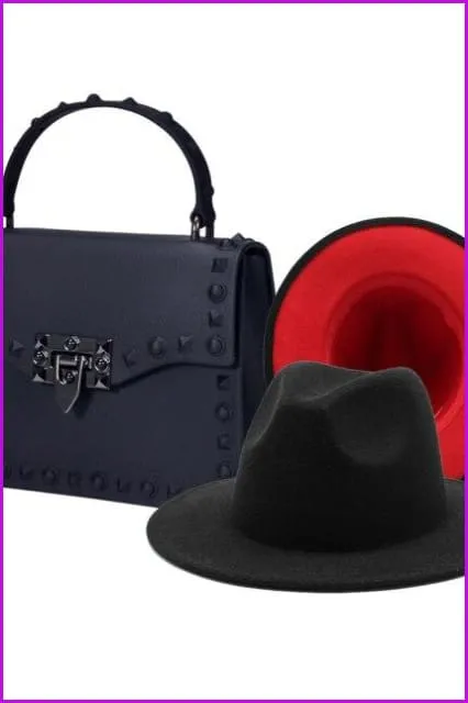 Frosted Rivet Jelly Handbags With Bucket Hat Set