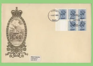 G.B. 1974 45p booklet pane ( 5 x 4½p  L) Philart First Day Cover, Windsor. SCARCE