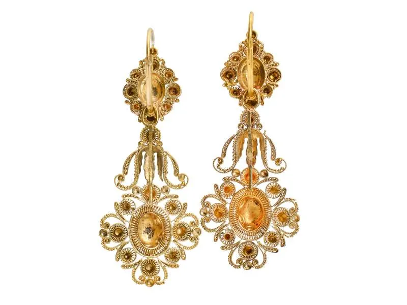 Georgian Gold Day Night Cannetille Earrings