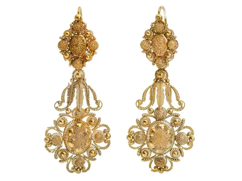 Georgian Gold Day Night Cannetille Earrings