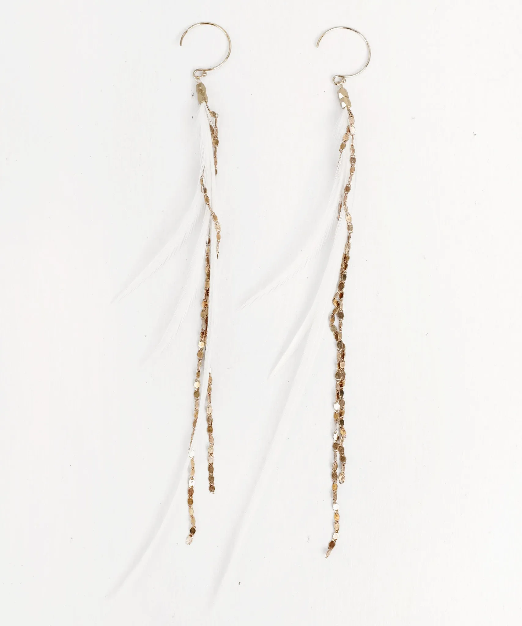 Glistening Long Feather Earrings