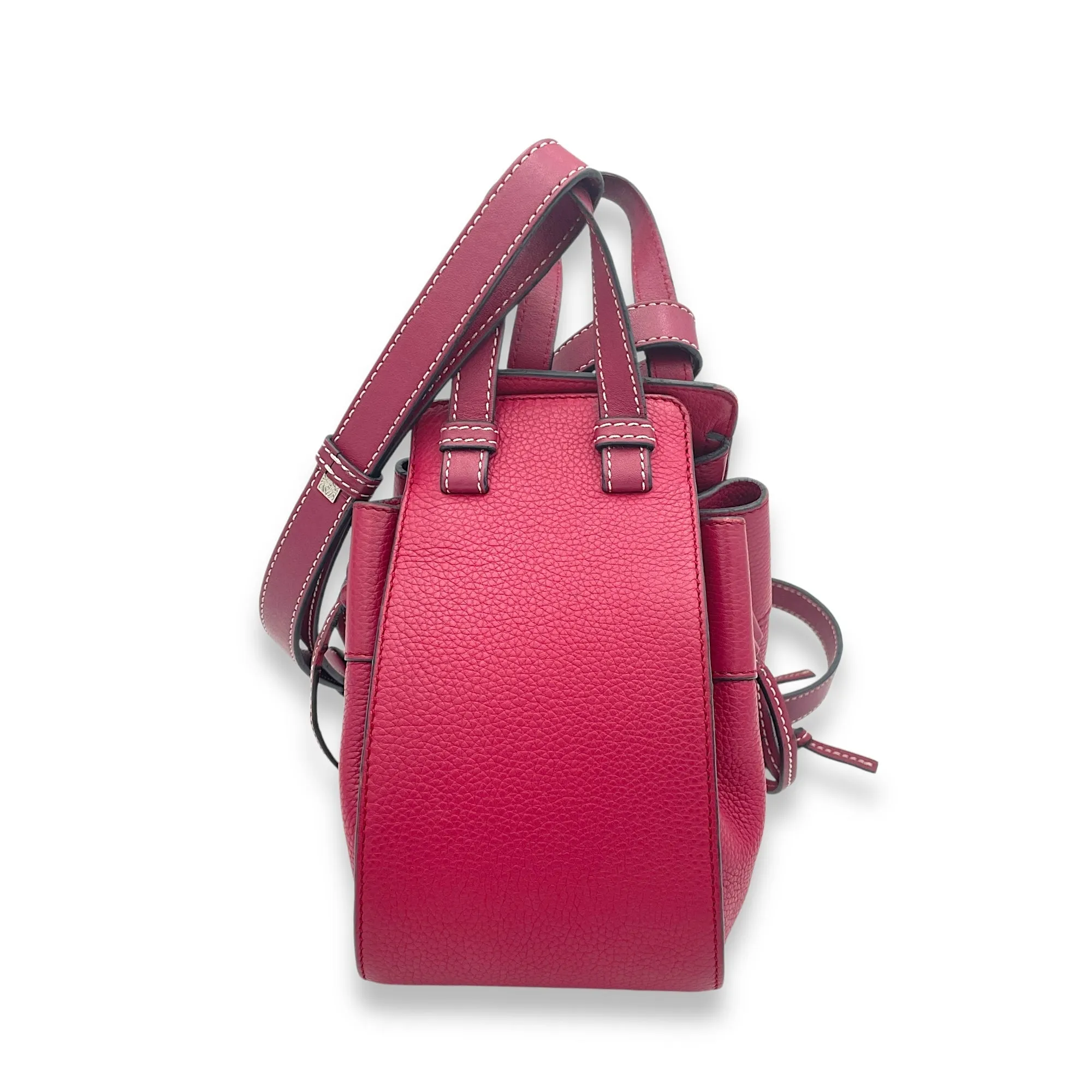 Hammock Mini Red Top Handle Bag in Calfskin, Silver hardware