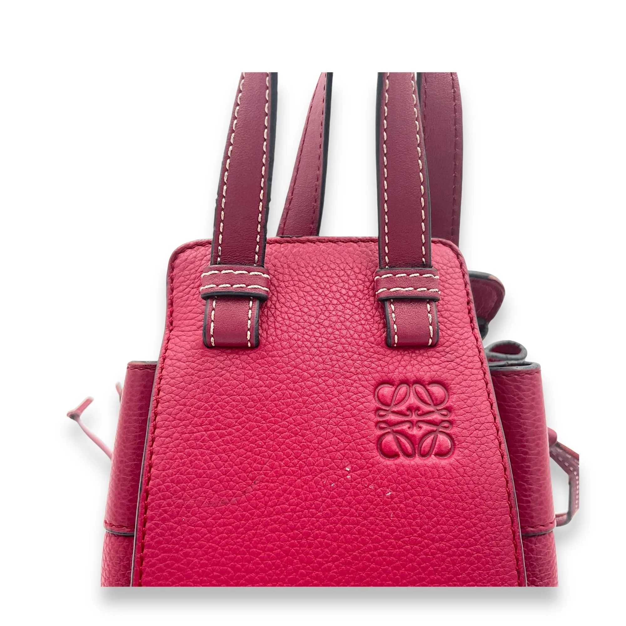 Hammock Mini Red Top Handle Bag in Calfskin, Silver hardware