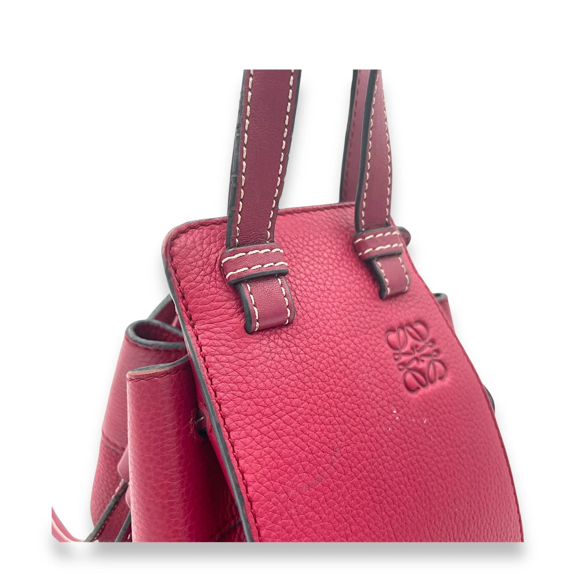 Hammock Mini Red Top Handle Bag in Calfskin, Silver hardware