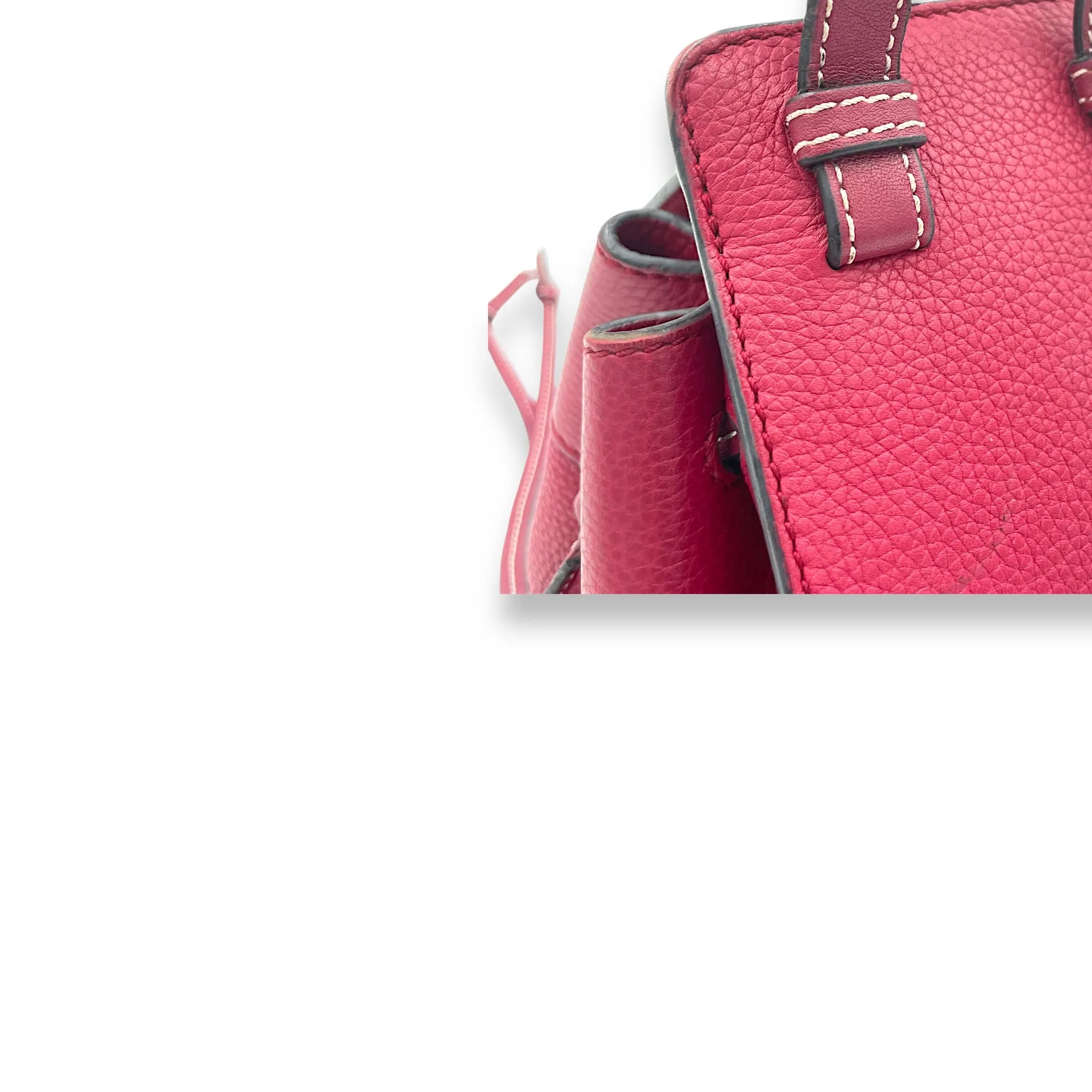Hammock Mini Red Top Handle Bag in Calfskin, Silver hardware
