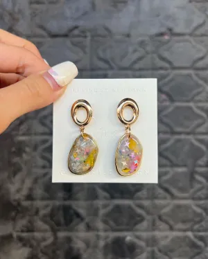 Handmade Bling Pastel Resin Earrings with Gold Frame