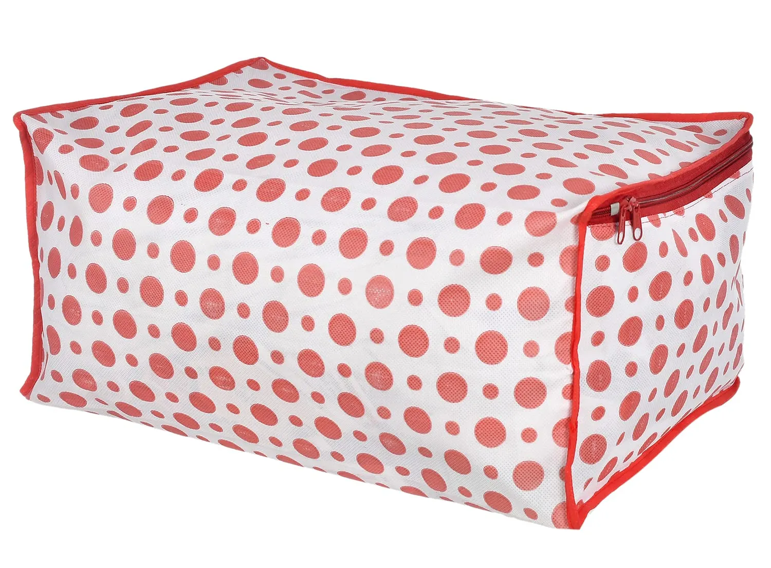Heart Home Dot Printed Non-Woven Saree Cover, Cloth Organizer, Wardrobe Organiser With Tranasparent Window- Pack of 10 (Pink)-46HH0488