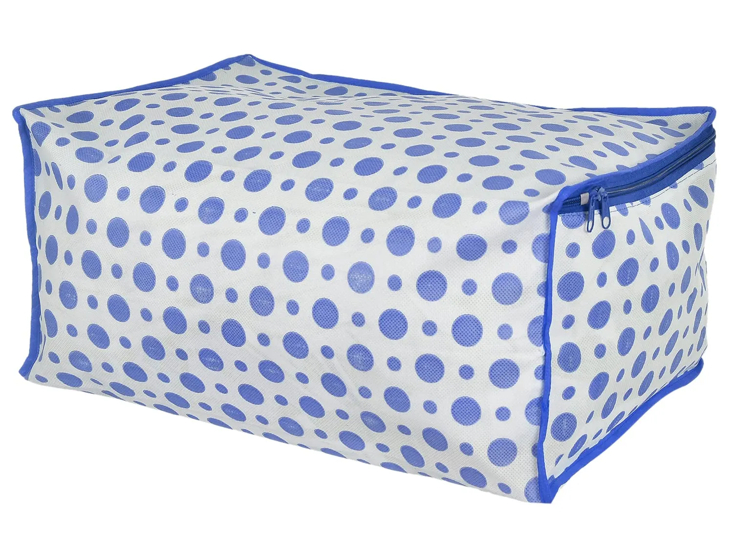 Heart Home Dot Printed Non-Woven Saree Cover, Cloth Organizer, Wardrobe Organiser With Tranasparent Window- Pack of 2 (Blue & Pink)-46HH0506
