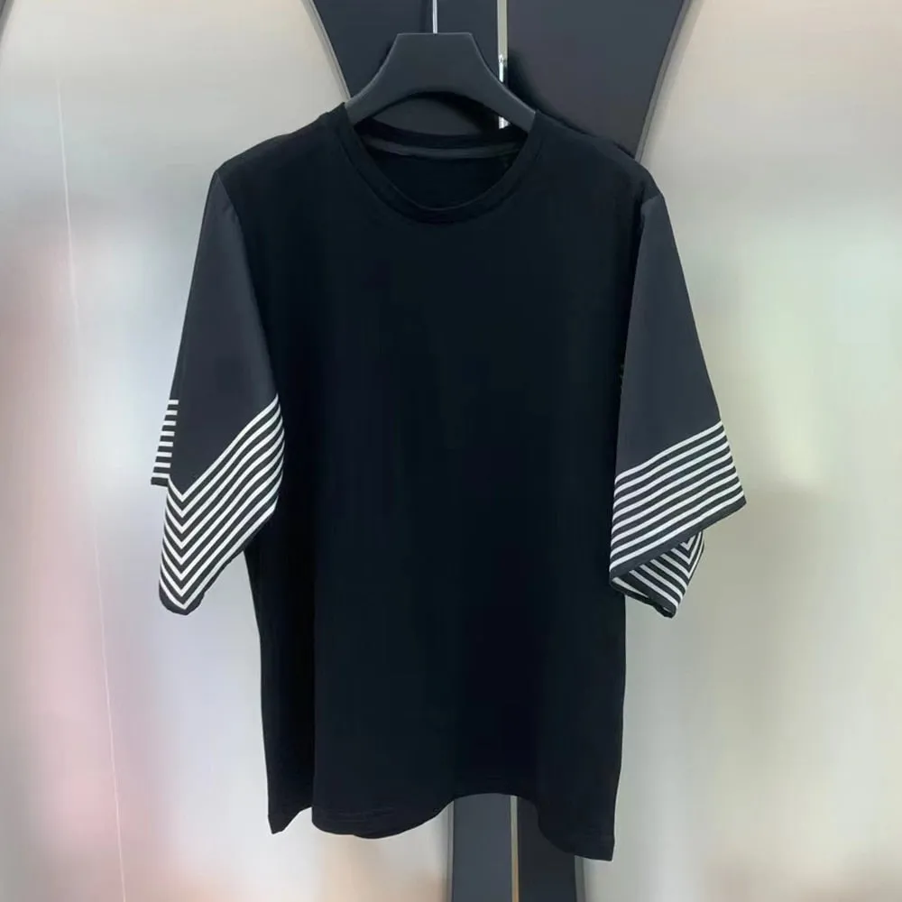 Hit Color Striped T Shirts For Women Round Neck Short Sleeve Loose Summer Pullover T Shirt Female Fashion