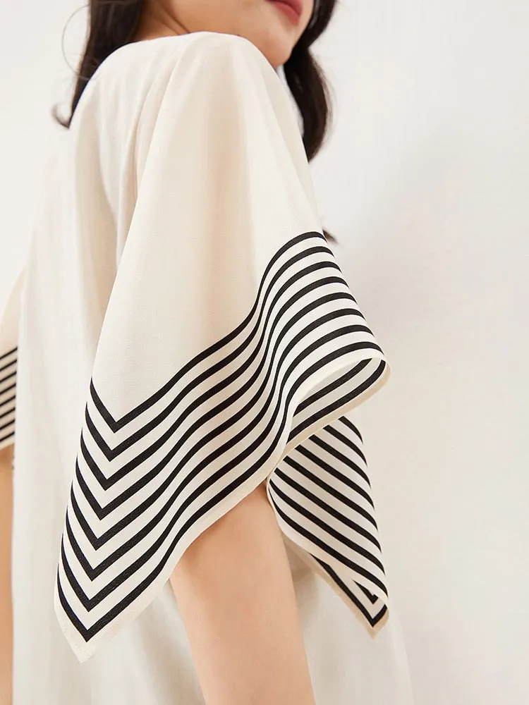 Hit Color Striped T Shirts For Women Round Neck Short Sleeve Loose Summer Pullover T Shirt Female Fashion