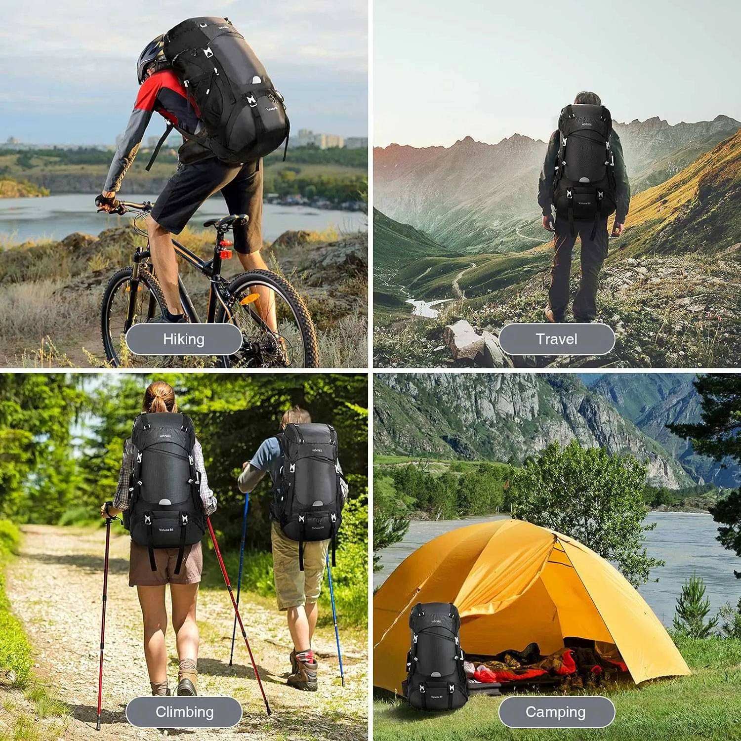 HOMIEE 50L Hiking Backpack Travel Bag