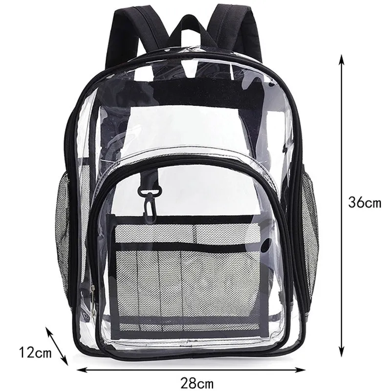 Kids Clear School Backpacks - Black Pink Grey Book Bags For Boys Girls Waterproof See Through Casual Rucksack Bookbag