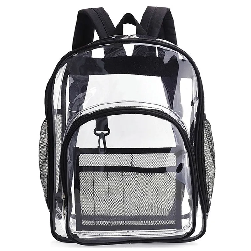 Kids Clear School Backpacks - Black Pink Grey Book Bags For Boys Girls Waterproof See Through Casual Rucksack Bookbag