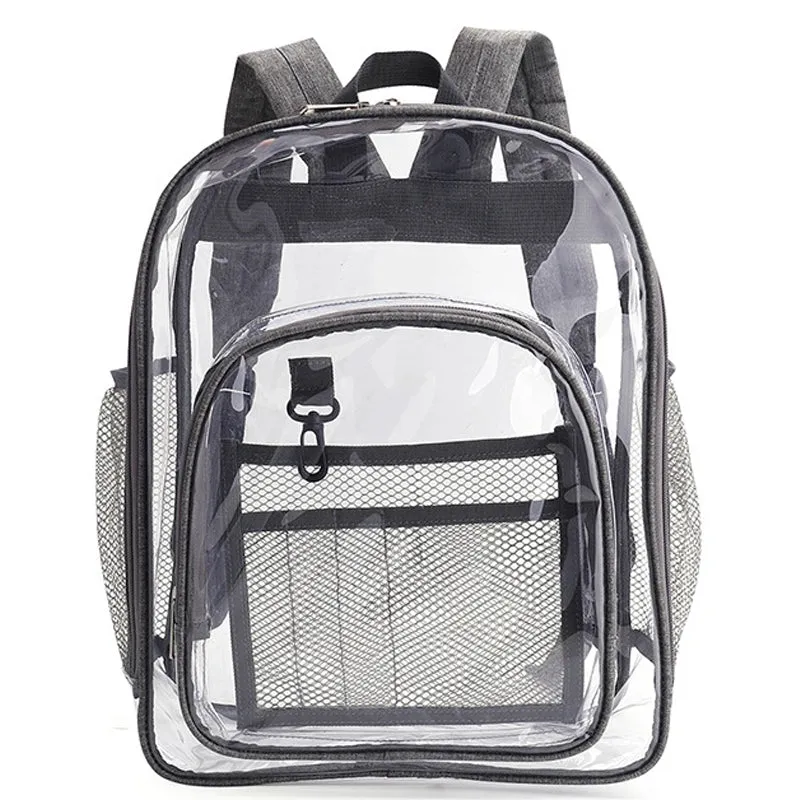 Kids Clear School Backpacks - Black Pink Grey Book Bags For Boys Girls Waterproof See Through Casual Rucksack Bookbag